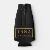 40e verjaardag 1982 Naam Elegant Chic Black Gold Flesjeskoeler (Achterkant)