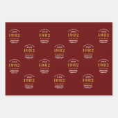 40e verjaardag 1982 Red Gold Chic Elegant Inpakpapier Vel (Voorkant 3)