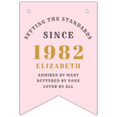 40e verjaardag 1982 Roze Gold Name Vlaggetjes (Eerste vlag)