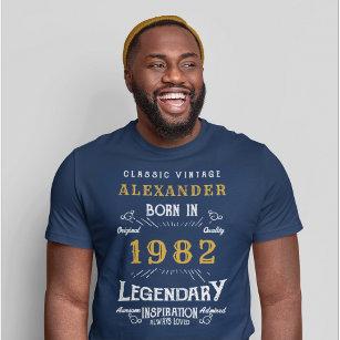 40e verjaardag 1982 Voeg de naam Blue Gold Legenda T-shirt