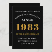 40e verjaardag 1983 Black Gold Add Name Year Kaart (Voorkant / Achterkant)