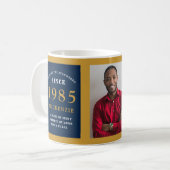 40e verjaardag 1983 Blue Gold Add Name Photo Koffiemok (Voorkant links)