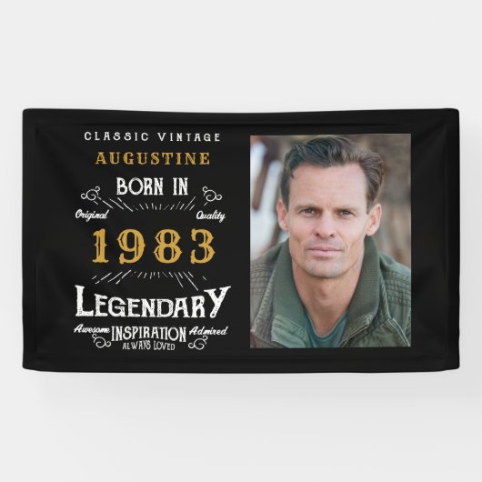 40e verjaardag 1983 Legendary Black and Gold Spandoek (Horizontaal)