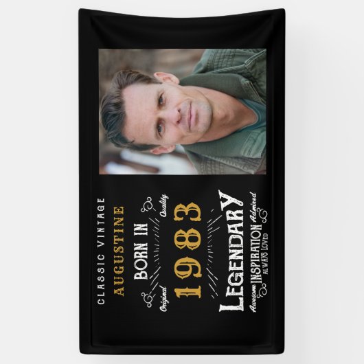 40e verjaardag 1983 Legendary Black and Gold Spandoek (Verticaal)