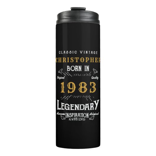 40e verjaardag 1983 Legendary Black Gold Add Name Thermosbeker (Voorkant)