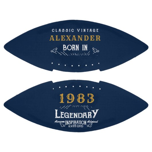 40e verjaardag 1983 Naam Legend Blue Gold toevoege American Football (Panelen)