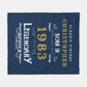 40e verjaardag 1983 Naam Legend Retro Blue Gold to Fleece Deken (Voorkant (Horizontaal))