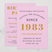 40e verjaardag 1983 Roze grijs Add Name Year Kaart (Voorkant / Achterkant)