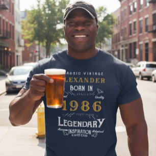 40e verjaardag 1983 Voeg de naam Blue Gold Legenda T-shirt