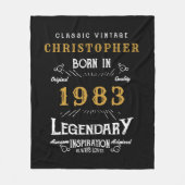 40e verjaardag 1983 Voeg de naam Legendary Black G Fleece Deken (Voorkant)