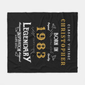 40e verjaardag 1983 Voeg de naam Legendary Black G Fleece Deken (Voorkant (Horizontaal))