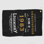 40e verjaardag 1983 Voeg de naam Legendary Black G Golfhanddoek (Horizontaal)