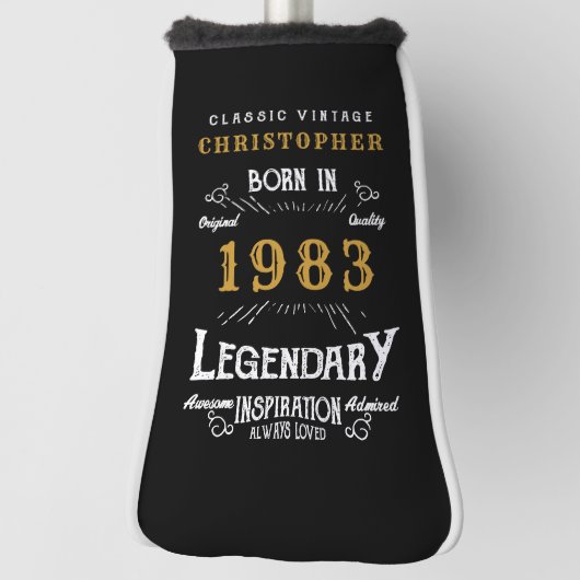 40e verjaardag 1983 Voeg de naam Legendary Black G Golfheadcover (Draai 90)