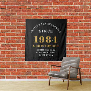 40e verjaardag 1984 Elegant Zwart Goud Chic Wandkleed