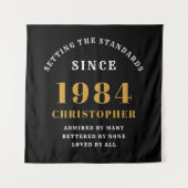 40e verjaardag 1984 Elegant Zwart Goud Chic Wandkleed (Voorkant)