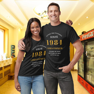 40e verjaardag 1984 Naam toevoegen Black Gold Part T-shirt