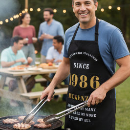 40e verjaardag 1985 Naam Chic Elegant Zwart Goud Schort