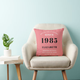 40e verjaardag 1985 Roze Girly Elegant Chic Kussen