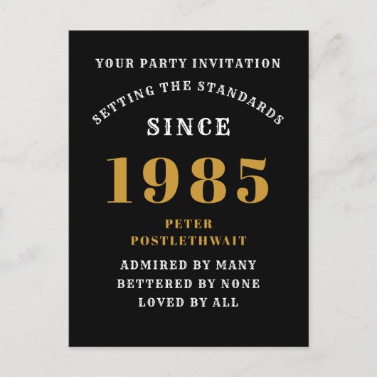 40e verjaardag 1985 Zwart Goud Briefkaart (Voorkant)