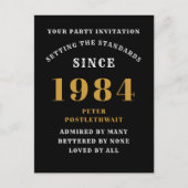 40e verjaardag 1986 Black Gold Invitation Briefkaart (Voorkant)