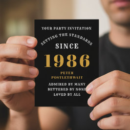 40e verjaardag 1986 Black Gold Invitation Briefkaart