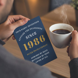 40e verjaardag 1986 Blauw goud gepersonaliseerd vo Kaart
