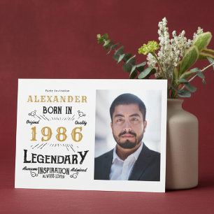 40e verjaardag 1986 Legende Wit & Goud Foto Kaart
