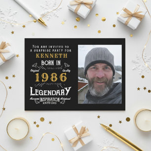40e verjaardag 1986 Vintage zwart goud gepersonali Kaart