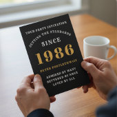 40e verjaardag 1986 Zwart goud gepersonaliseerd vo Kaart