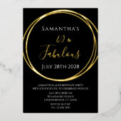 40e verjaardag 40 en fantastisch zwart goud folie uitnodiging (Voorkant)