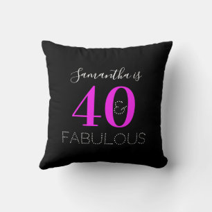 40e Verjaardag 40 Fabulous Gepersonaliseerde Neon  Kussen