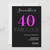 40e verjaardag 40 Fabulous Neon Pink Party Kaart (Voorkant)