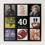40e verjaardag 40 foto collage man man zwart legpuzzel<br><div class="desc">Een geschenk voor een 40ste verjaardag van een man,  die zijn leven viert met een collage van 8 van je foto's. Sjablonen voor de leeftijd van 40 jaar en een datum. Geboortedatum of -datum. Witte gekleurde letters. Zwarte achtergrond.</div>