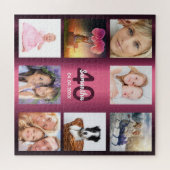 40e verjaardag 40 fotocollage vrouw paars legpuzzel (Horizontaal)