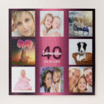 40e verjaardag 40 fotocollage vrouw paars legpuzzel<br><div class="desc">Een geschenk voor de 40ste verjaardag van een jonge vrouw,  die haar leven viert met een collage van 8 van je foto's. Sjablonen voor een naam,  leeftijd 40 en een datum. Geboortedatum of -datum. Donkere paarse en witte letters. Meisjes- en vrouwtjesachtergrondkleur van de paarse gradiënt.</div>
