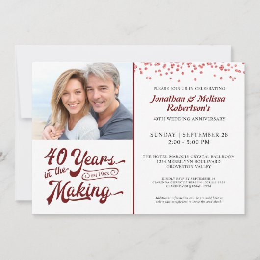 40e verjaardag 40 JAAR IN DE MAKING Ruby Kaart (Voorkant)