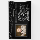 40e verjaardag 40 jaar in de zwarte zilver spandoek (Verticaal)