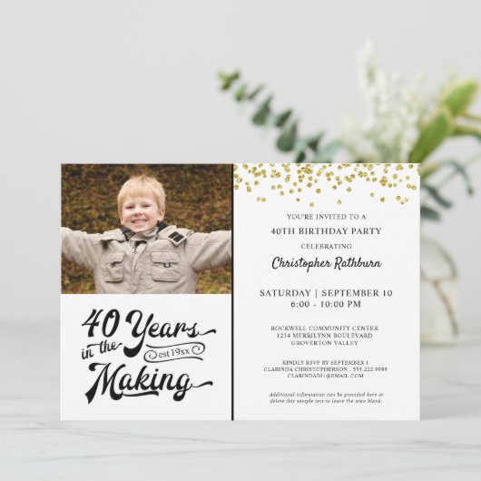 40e Verjaardag 40 JAAR IN HET MAKEN VAN Gouden Con Kaart (Staand voorkant)