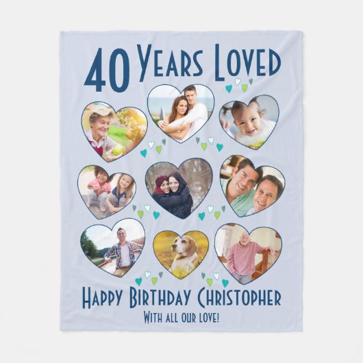 40e verjaardag 40 jaar met aangepaste foto fleece deken (Voorkant)