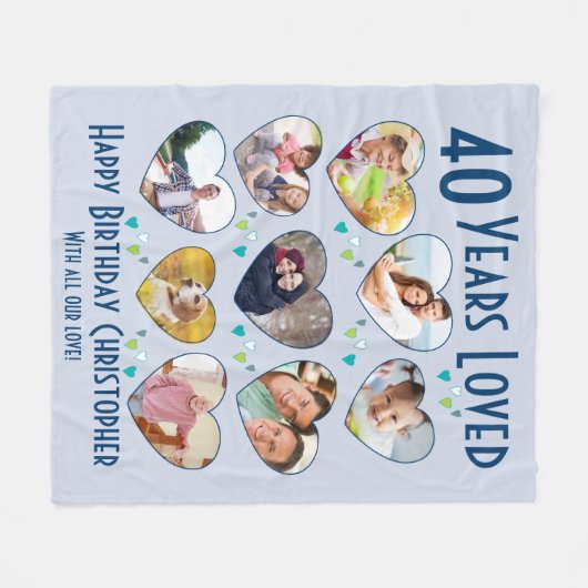 40e verjaardag 40 jaar met aangepaste foto fleece deken (Voorkant (Horizontaal))