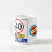 40e verjaardag 40 jaar oude Funny Crisis Road Sign Koffiemok (Voorkant links)