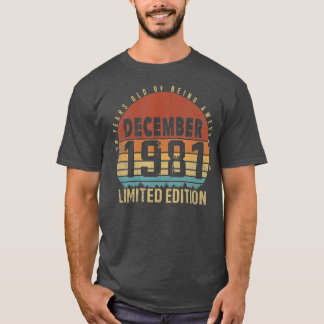 40e verjaardag 40 jaar oude Vintage december 1981 T-shirt