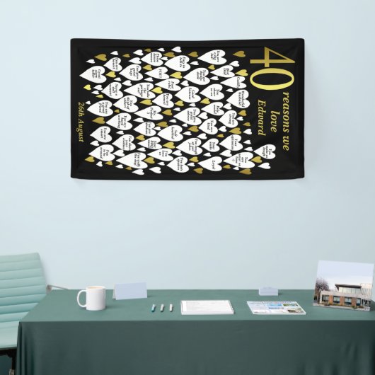 40e verjaardag 40 redenen waarom we van je houden spandoek (Beurs)