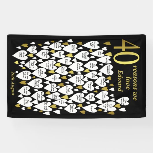 40e verjaardag 40 redenen waarom we van je houden spandoek (Horizontaal)
