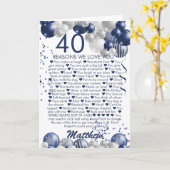 40e verjaardag 40 redenen waarom we van jou blauw  kaart (Gele Bloem)