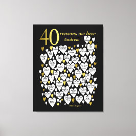 40e verjaardag 40 Redenen We Love You Gift Canvas Afdruk