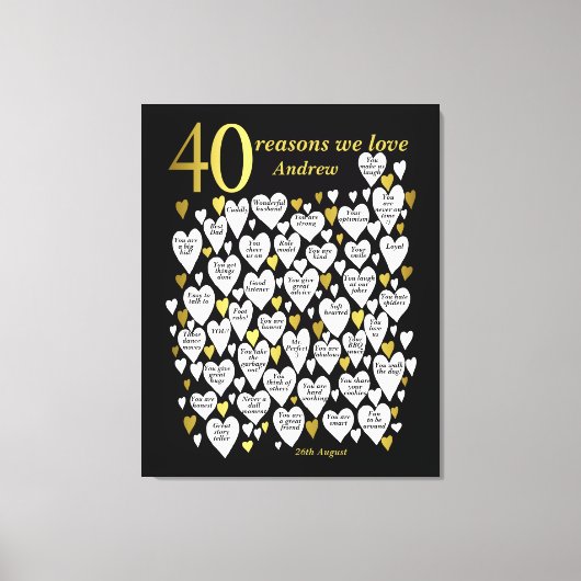 40e verjaardag 40 Redenen We Love You Gift Canvas Afdruk (Voorkant)