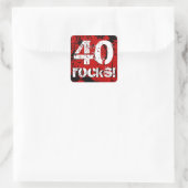 40e verjaardag 40 Rocks! Grunge Rood en Zwart A01A Vierkante Sticker (Tas)