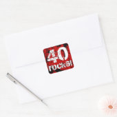 40e verjaardag 40 Rocks! Grunge Rood en Zwart A01A Vierkante Sticker (Envelop)