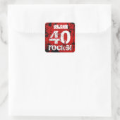 40e verjaardag 40 Rocks! Grunge Rood en Zwart A21 Vierkante Sticker (Tas)